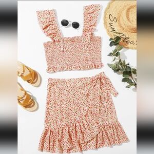 SHEIN plus floral top and skirt set